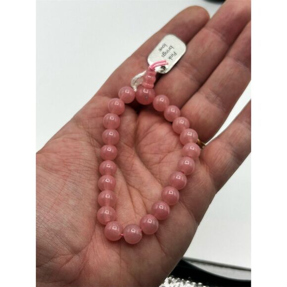 Pink Rose Quartz Beaded Bracelet Love Healing Stackable Stretch Fit - Picture 4 of 4